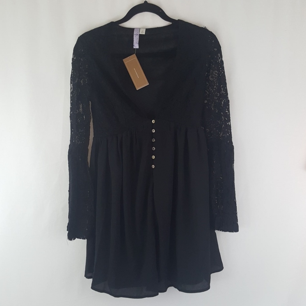 ⬇️ $39 New Womens Black Boho Style Lace Dress - Picture 4 of 8
